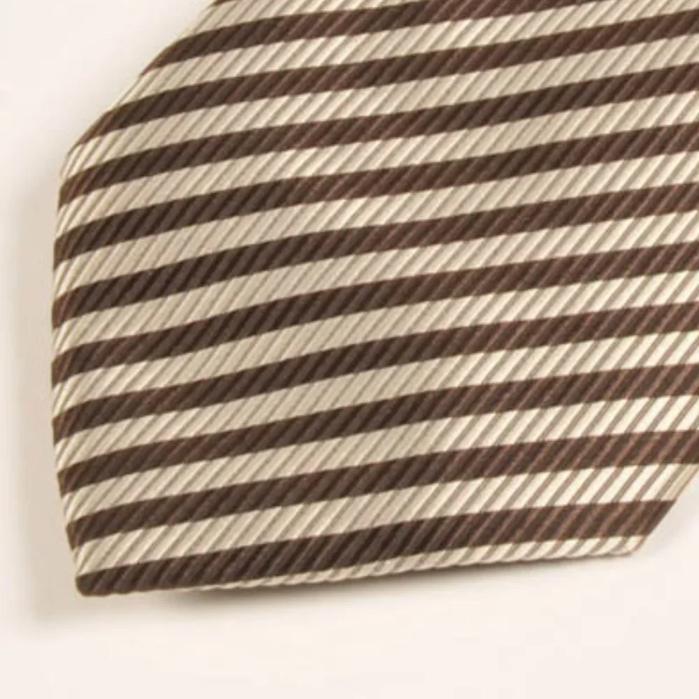 Armani Designer diagonal striped gold and brown Tie hand made in italy {Mint} - Picture 6 of 7